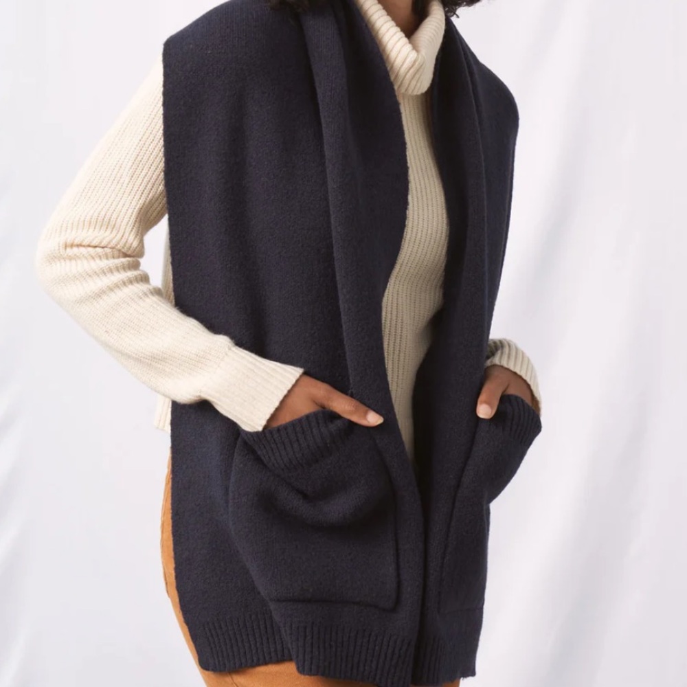 Oversized Navy Pocket Scarf